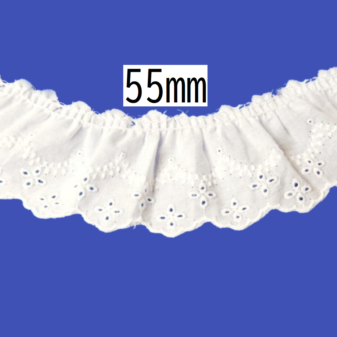 Cotton Tuck Lace 55mm × 9.5m