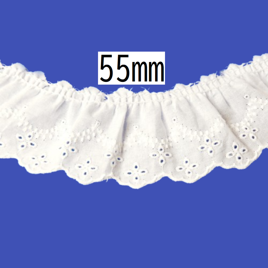Cotton Tuck Lace 55mm × 9.5m