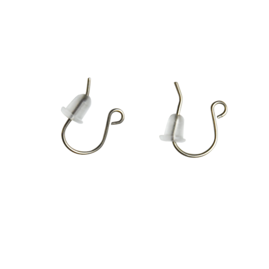 Titanium Hook Earrings (with Silicone Catch) 10mm × 15mm Ø0.7mm