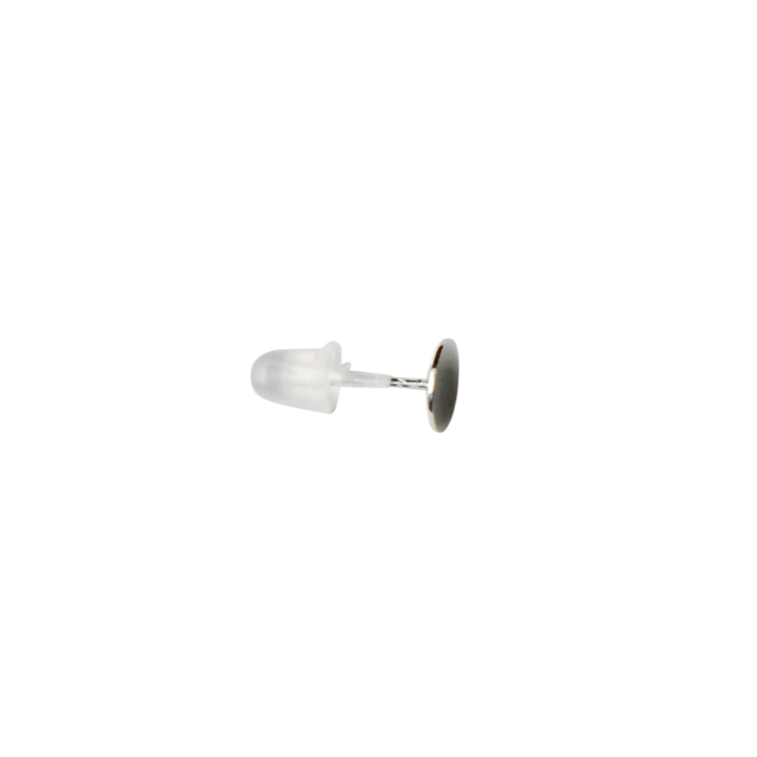 Stick-On Earrings (with Silicone Catch) 6mm × 10mm Ø0.7mm