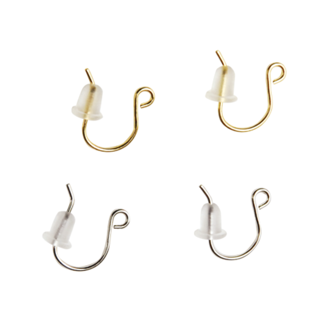 Brass Hook Earrings (with Silicone Catch) 10mm × 13mm Ø0.7mm