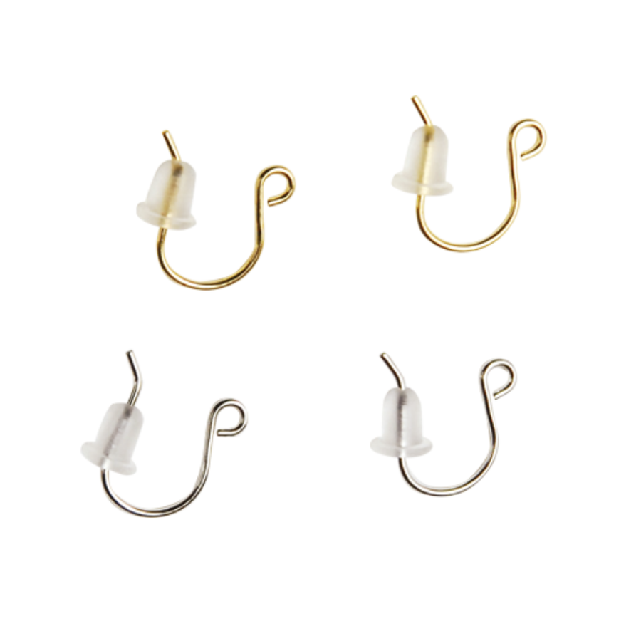 Brass Hook Earrings (with Silicone Catch) 10mm × 13mm Ø0.7mm