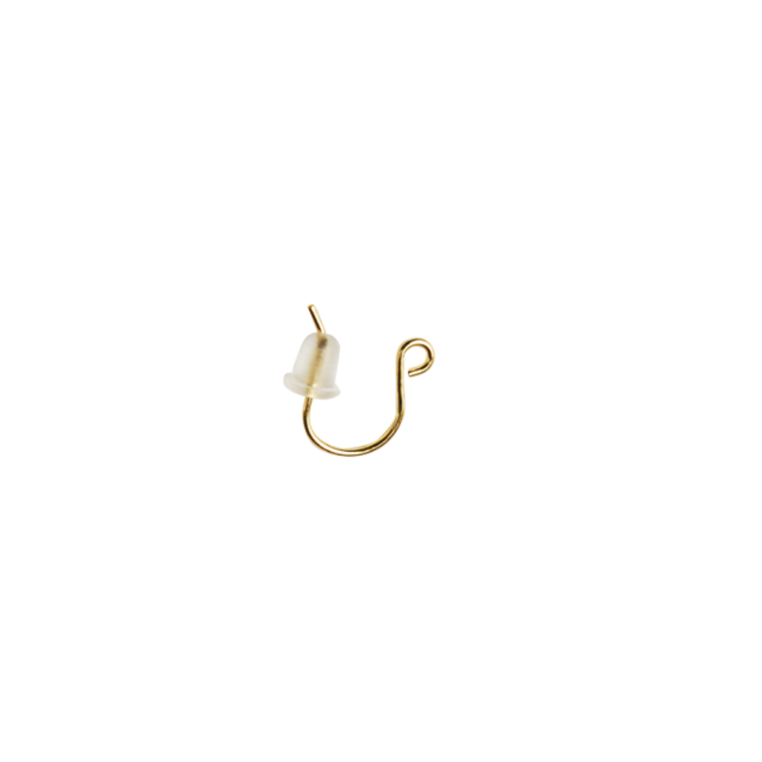 Brass Hook Earrings (with Silicone Catch) 10mm × 13mm Ø0.7mm