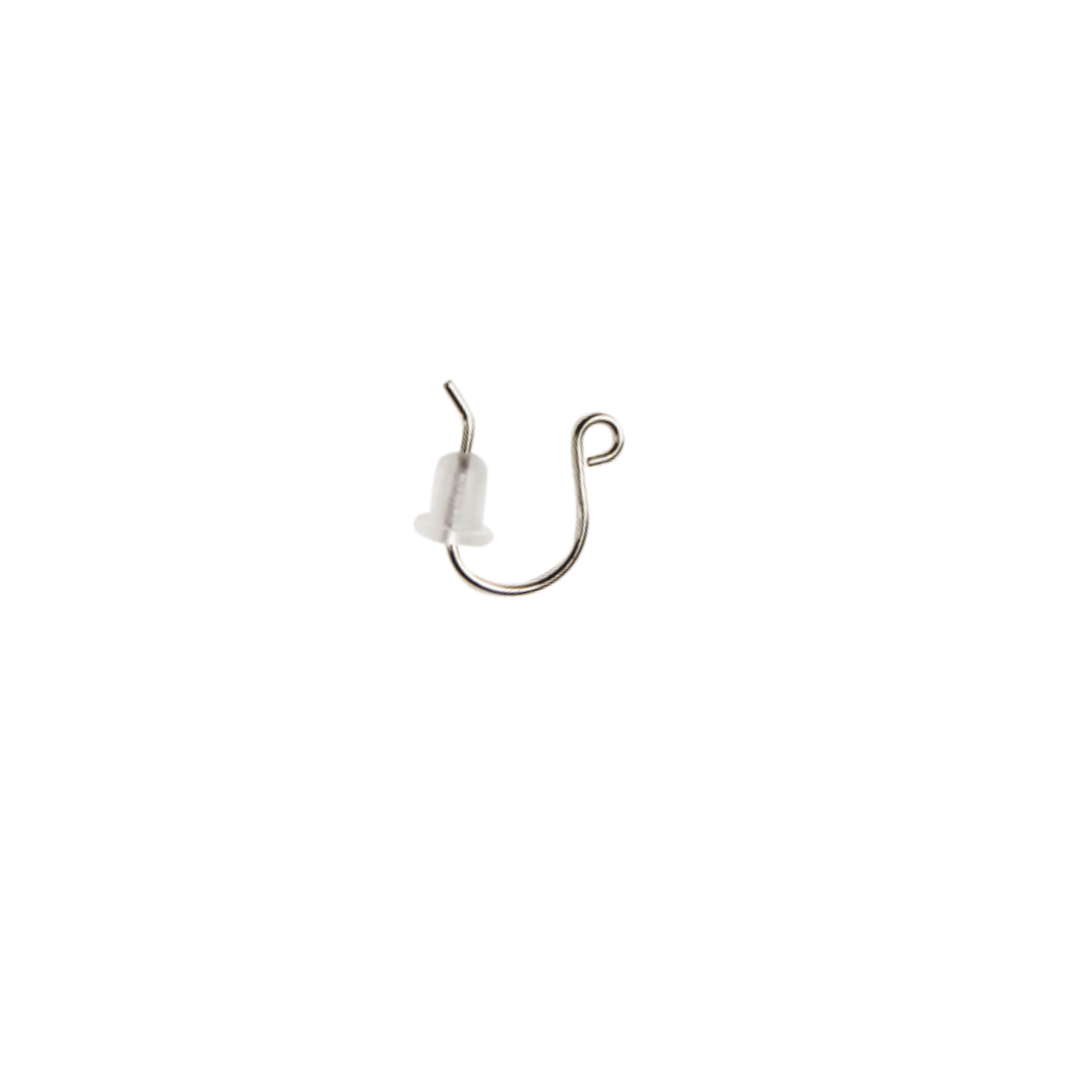 Brass Hook Earrings (with Silicone Catch) 10mm × 13mm Ø0.7mm