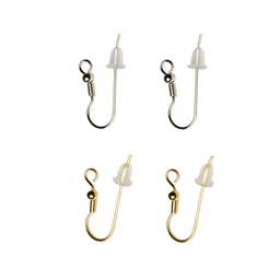 Brass Long Hook Earrings (with Silicone Catch) 10mm × 25mm Ø0.7mm