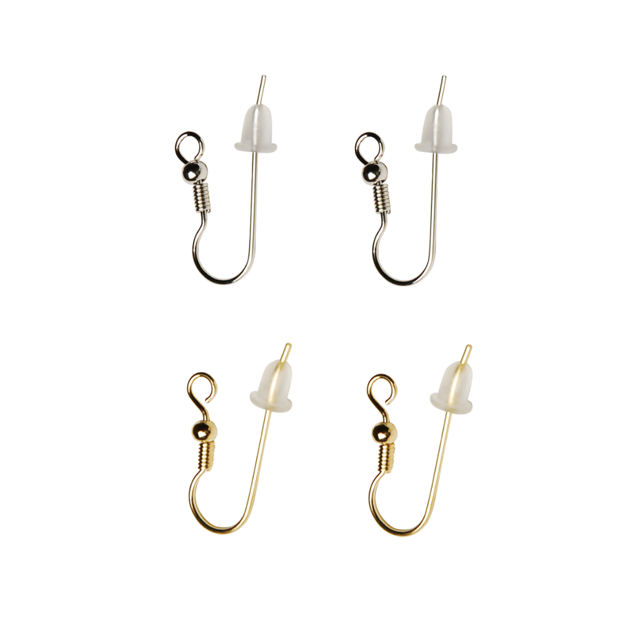 Brass Long Hook Earrings (with Silicone Catch) 10mm × 25mm Ø0.7mm