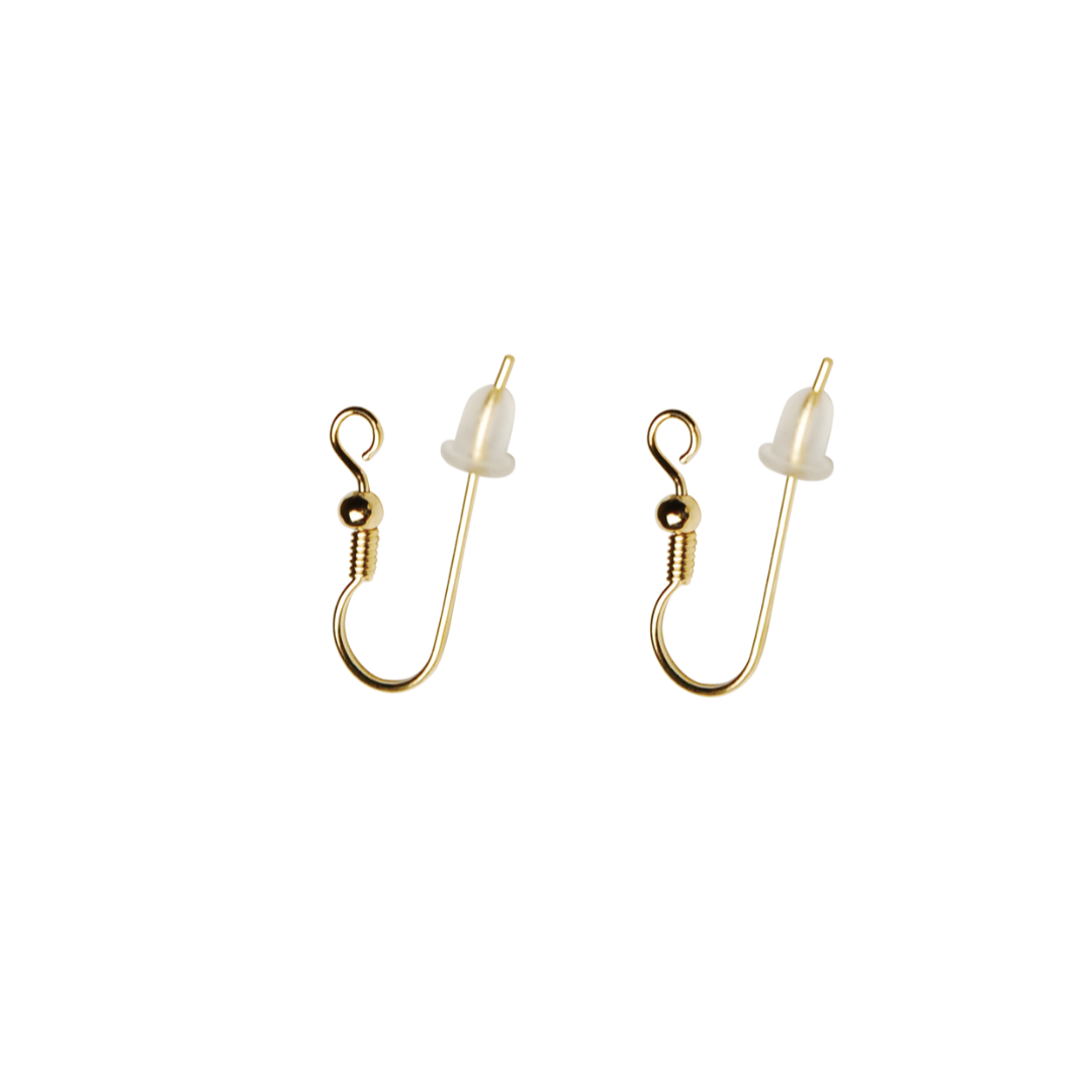 Brass Long Hook Earrings (with Silicone Catch) 10mm × 25mm Ø0.7mm