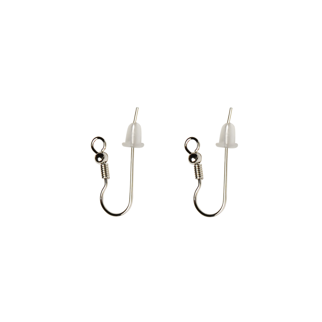 Brass Long Hook Earrings (with Silicone Catch) 10mm × 25mm Ø0.7mm