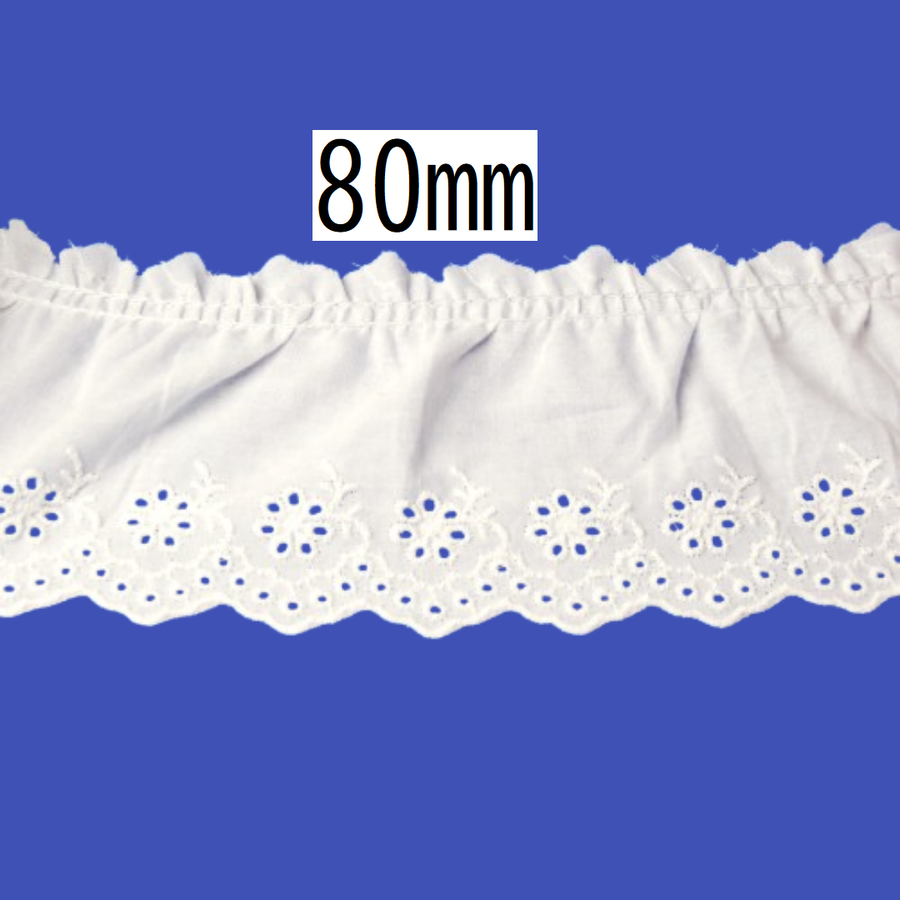 Cotton Tuck Lace 80mm × 9.5m