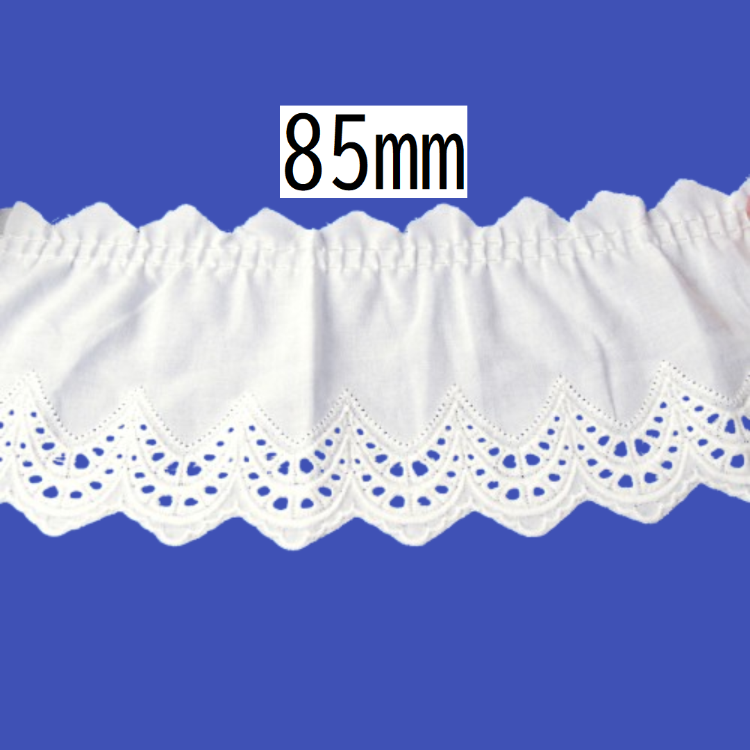 Cotton Tuck Lace 85mm × 9.5m