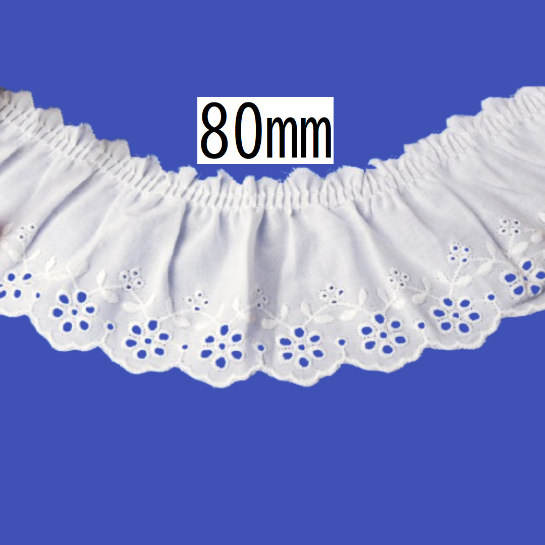 Cotton Tuck Lace 80mm × 9.5m
