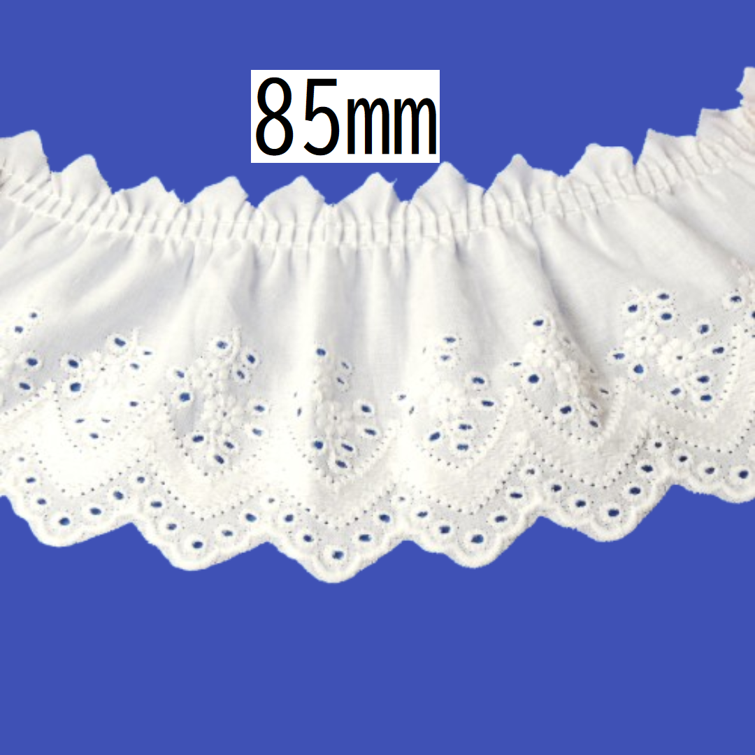 Cotton Tuck Lace 85mm × 9.5m
