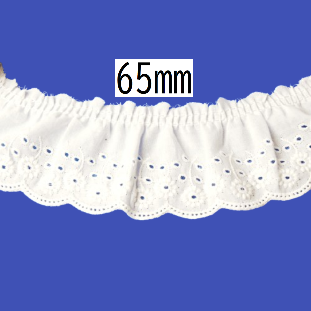 Cotton Tuck Lace 65mm × 9.5m