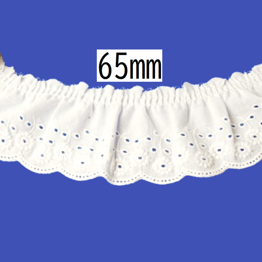 Cotton Tuck Lace 65mm × 9.5m