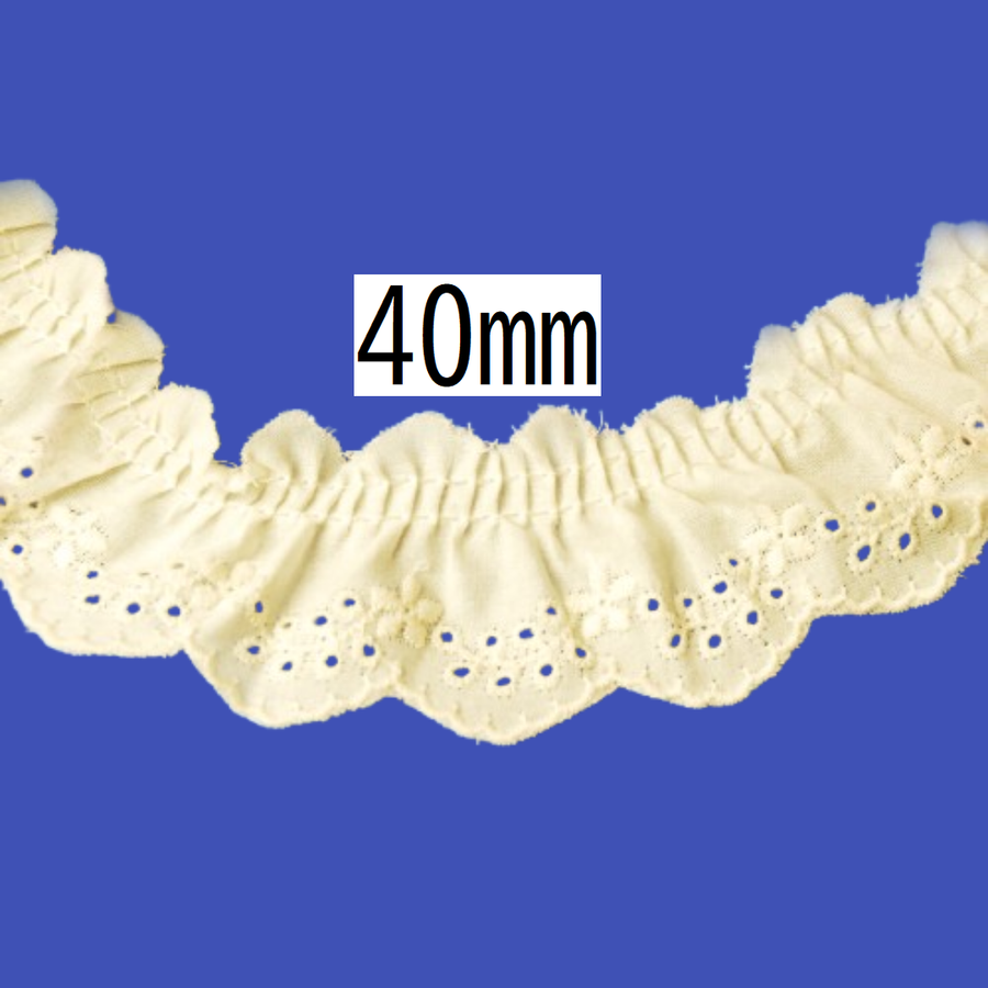 Cotton Tuck Lace 40mm × 9.5m