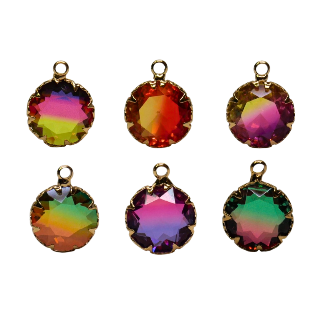 Round Glass Multi-Color Charm Ø12mm