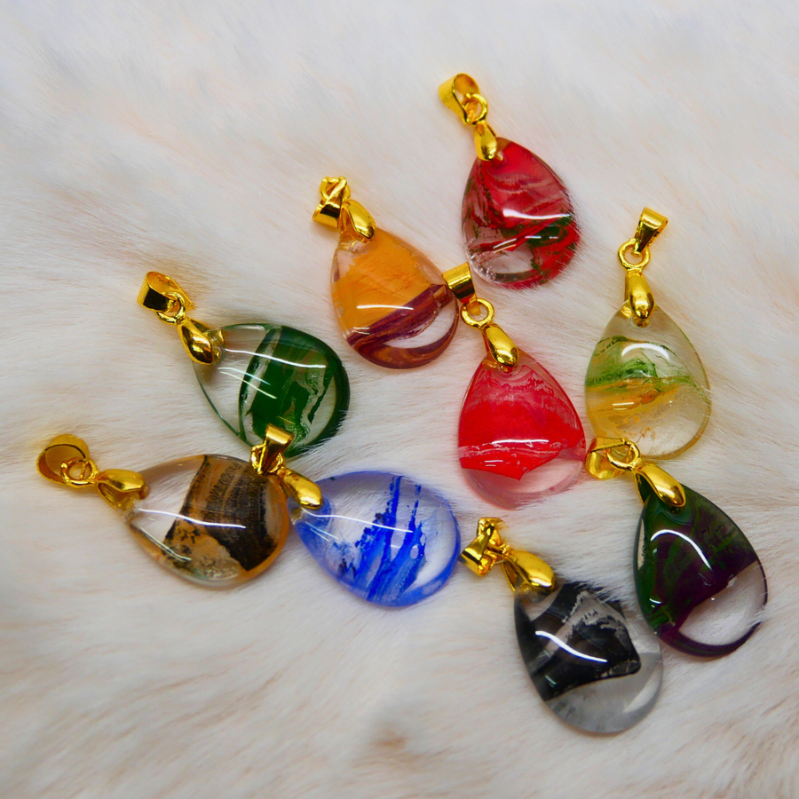 Teardrop Glass Bead Charm 13mm × 18mm