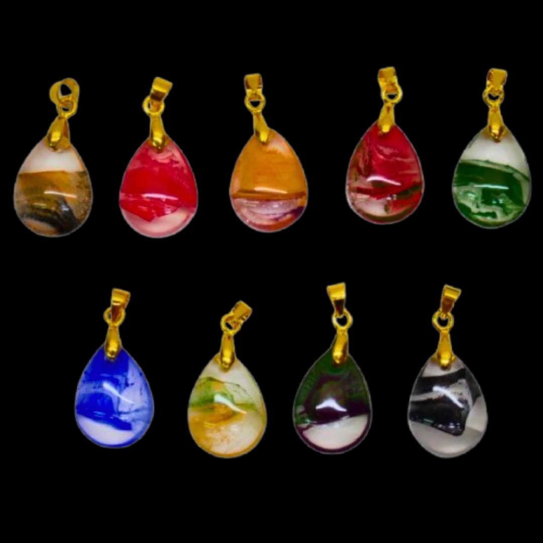 Teardrop Glass Bead Charm 13mm × 18mm